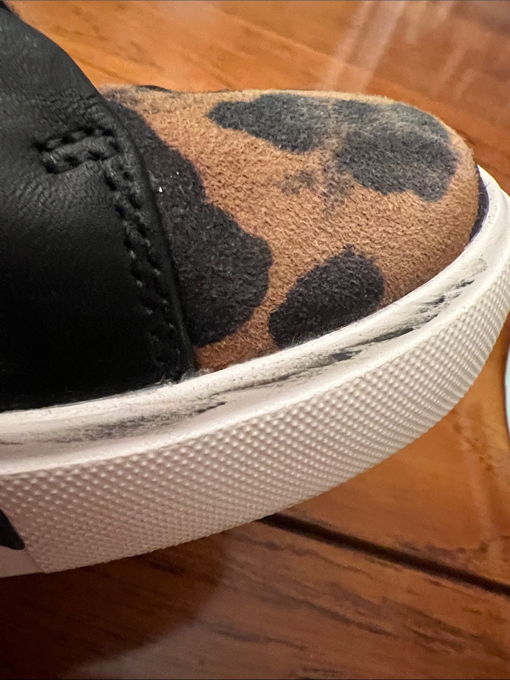 Clarks Women's Black Leather Sneakers with Leopard-Print Toe - Picture 10 of 10